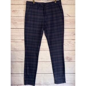 Be Inspired Navy Blue Plaid Men Pants Sz 34